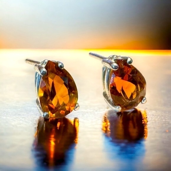 David Keefe Madiera Citrine Sterling Silver Earrings - Picture 4 of 8